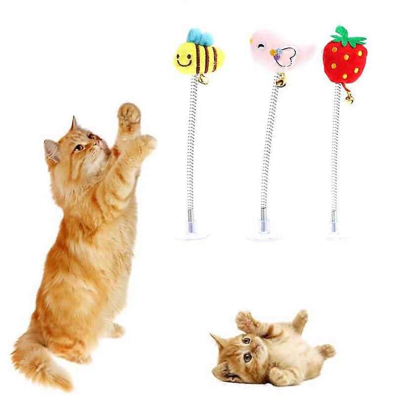 Cat Teaser Wand 3 Pack,Catnip Sucker Spring Toys