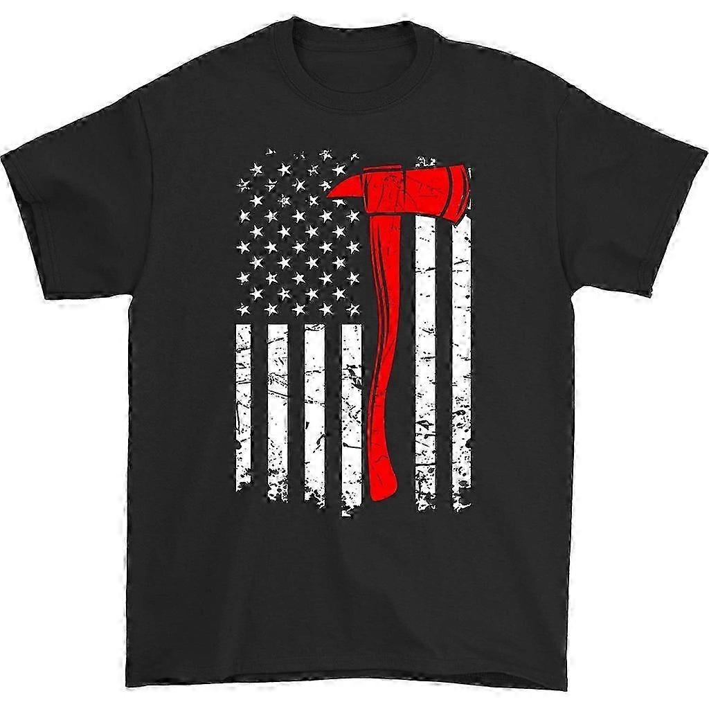 Firefighter Us Flag Crew Neck T-Shirt