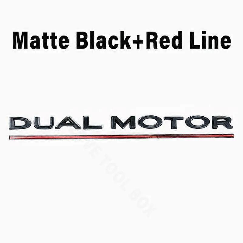 3D DUAL MOTOR Underlined Letters Emblem For Tesla Model 3/Y/X/S Car Rear Styling High Performance Trunk Badge Sticker Chrome Red
