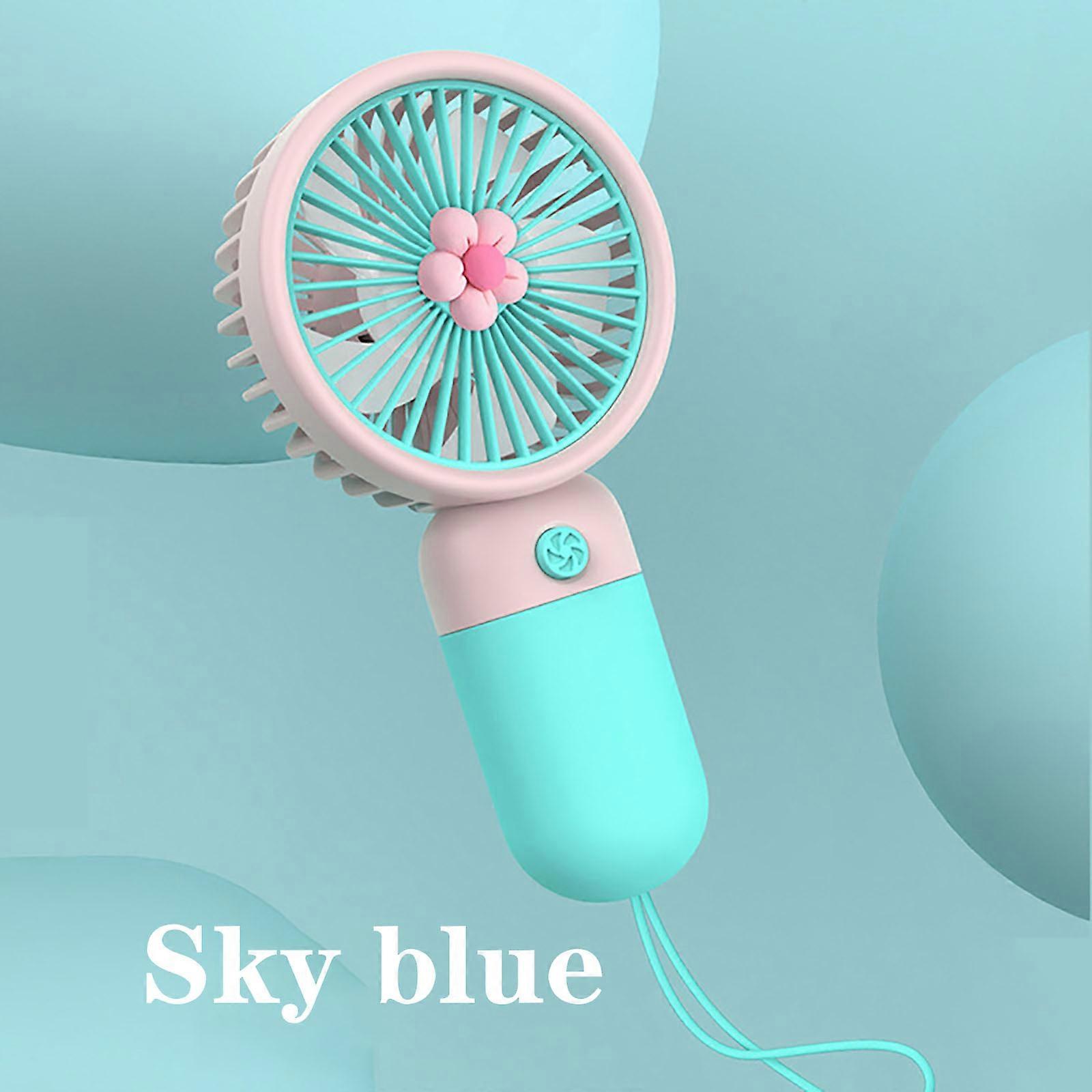 Portable Fan Summer Flower Color Block Mini Handheld Small Fan Portable USB Chargeable Fan