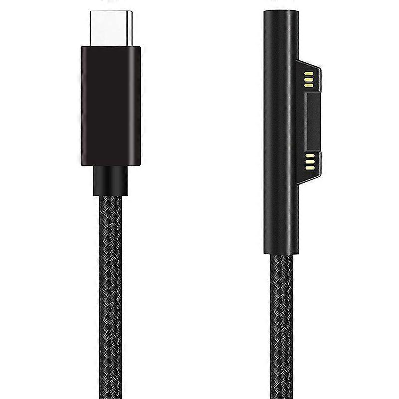 Nylon Braided Surface Connect to USB-C Charging Cable PD 15V for Surface Pro 7/6/5/4/3,Laptop 3/2/1