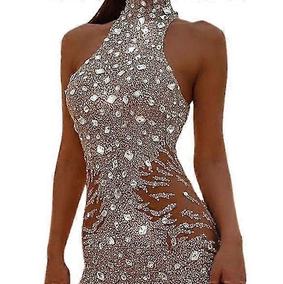 Tuta di paillettes per donne a maniche lunghe Sparkly Bodycon Slim Rompers