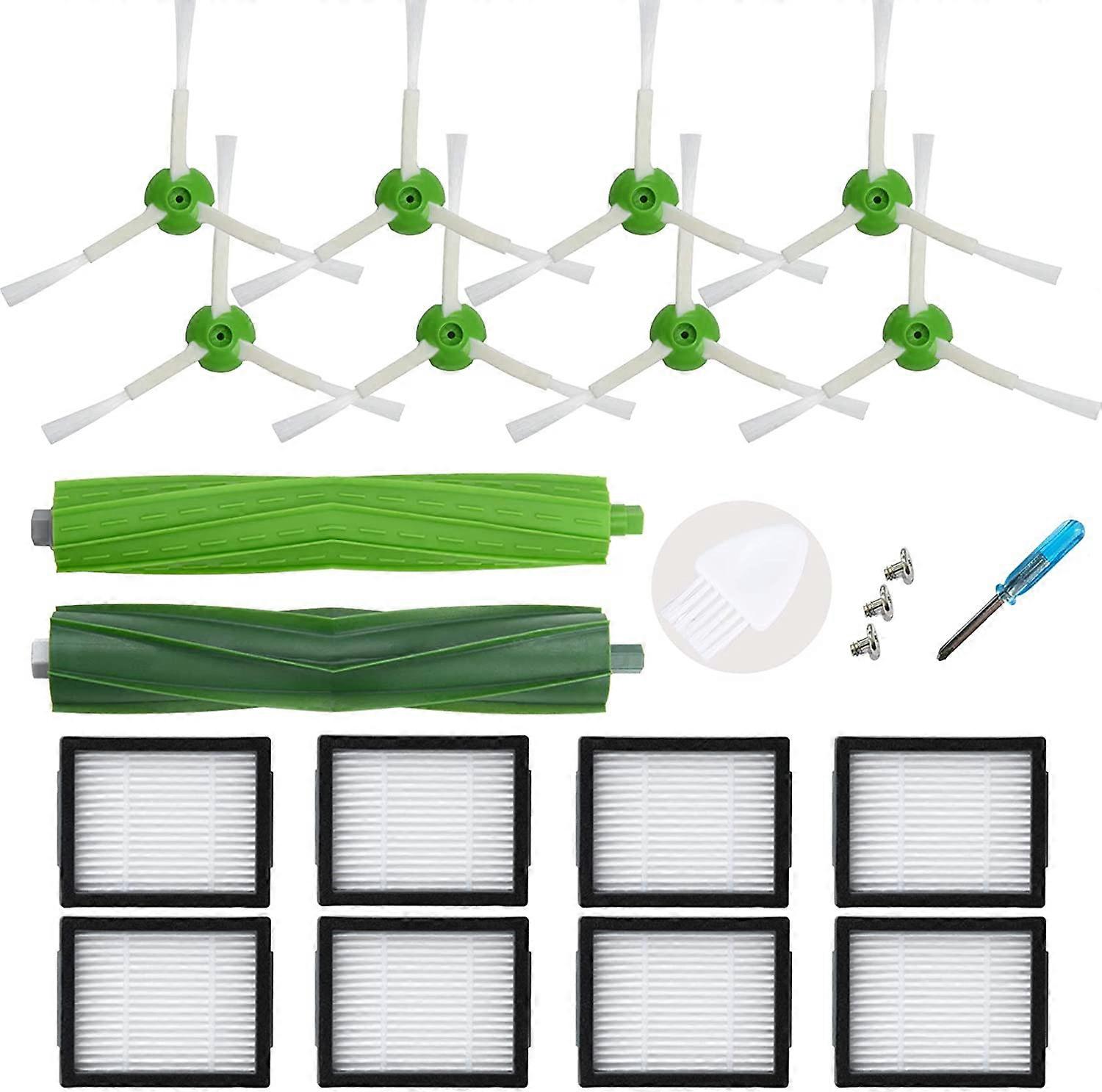 Fong Replacement Parts Compatible for iRobot Roomba E and I Series E5 E6 i7 i7+i6 i6+i3 i3+i4 i4+i8 i8 Plus, 1 Set of Multi-Surface Rubber Brushes, 8 