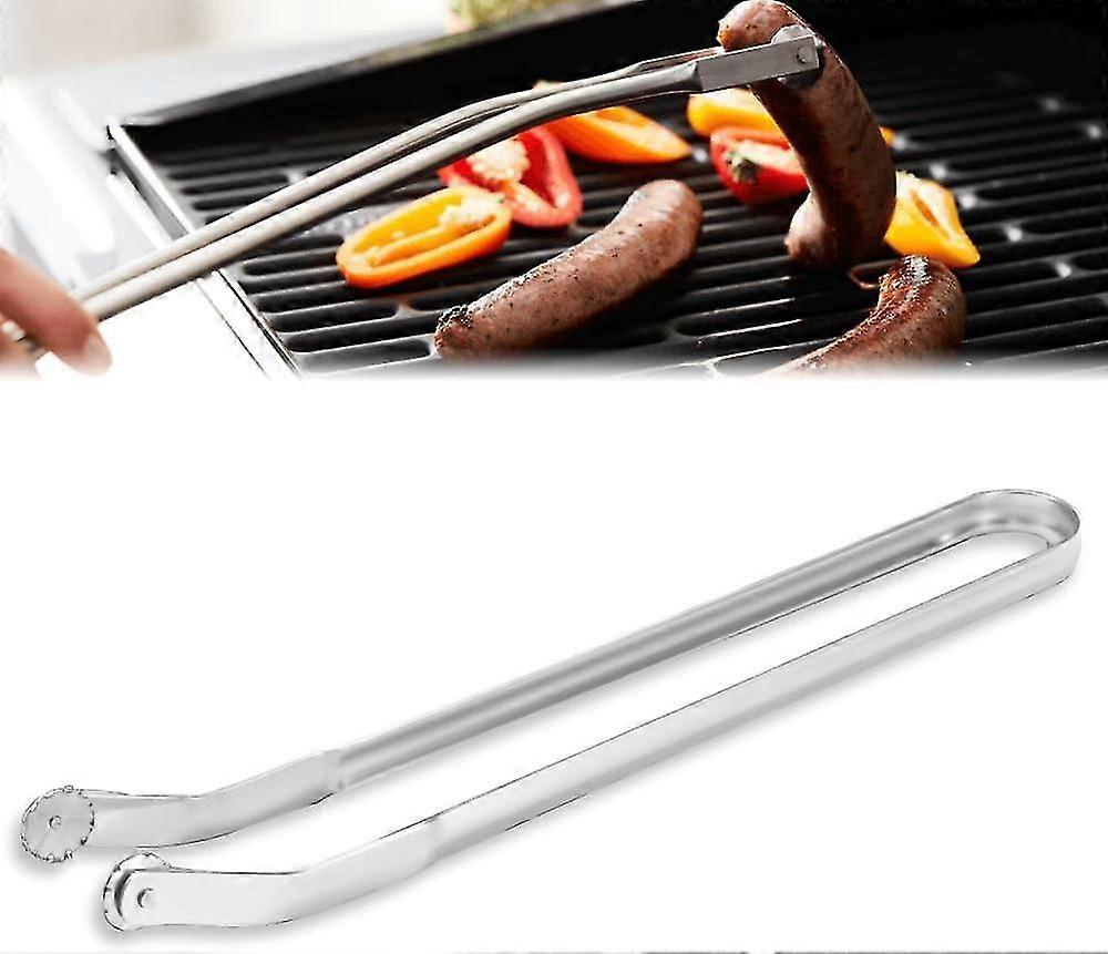 BBQ Sausage Turning Tongs, 2024 New Stainless Steel BBQ Kitchen Tongs for Cooking, Long Handle BBQ Grill Tongs, Grill Flipping Tongs for Turning Bacon