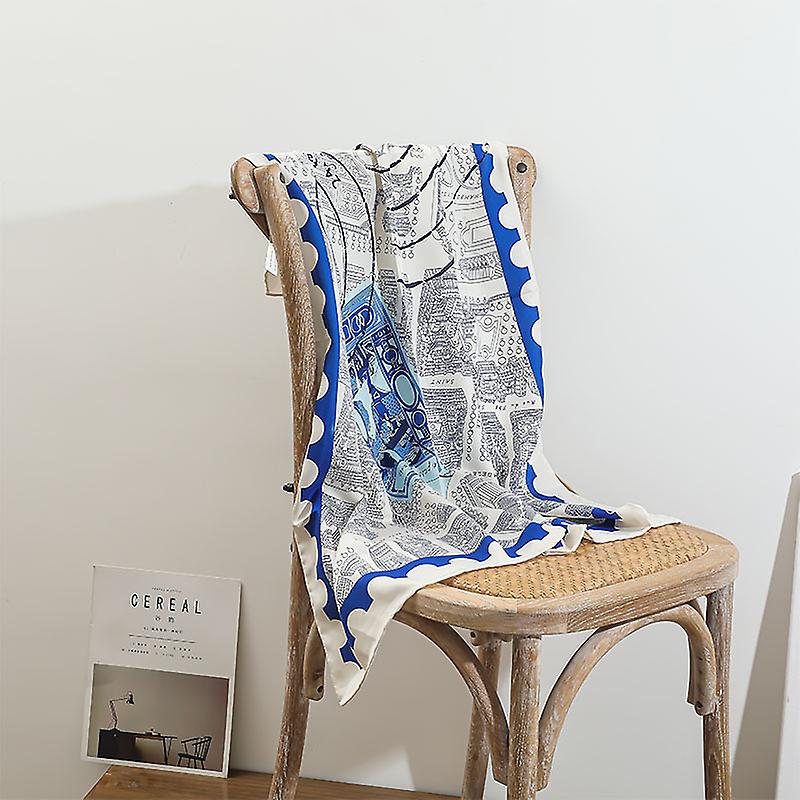 Spring And Summer New Twill Imitate Silk Female Fashion Printing Hand Rolled Edge Temperament Shawl Scarf