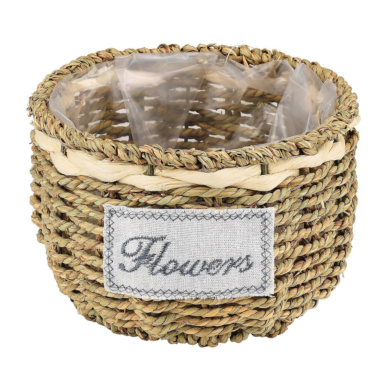 Woven Basket With Handle Multipurpose Wedding Flower Decorative Supplies Multi-size Khaki Durable
