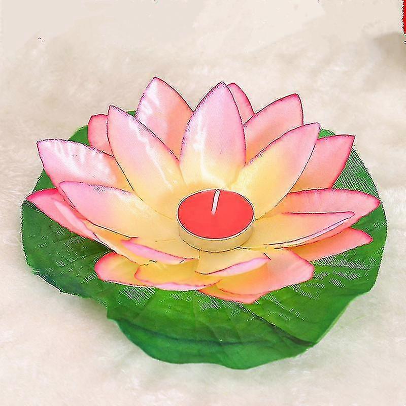 10pcs Multicolor Silk Lotus Lantern Light Floating Candles Decorations