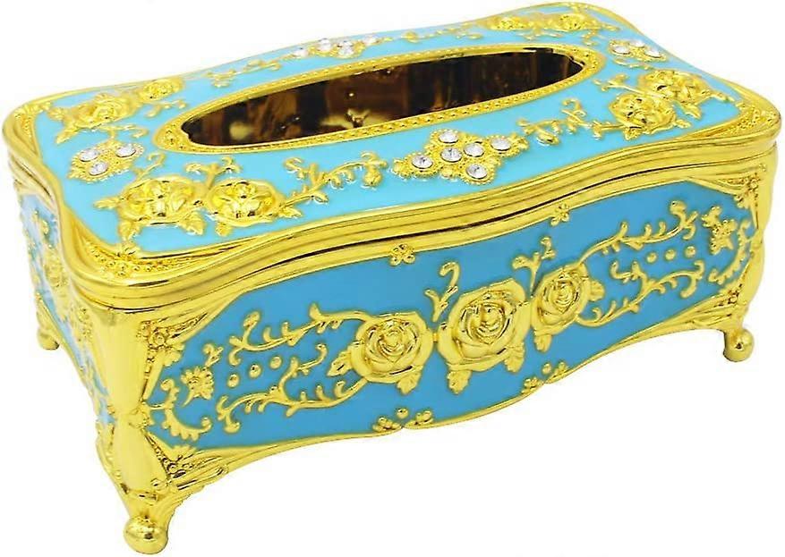 Tissue Box Holder Rectangular for Car Kitchen Table Bedroom Bar Napkin Box Cover Gold Blue