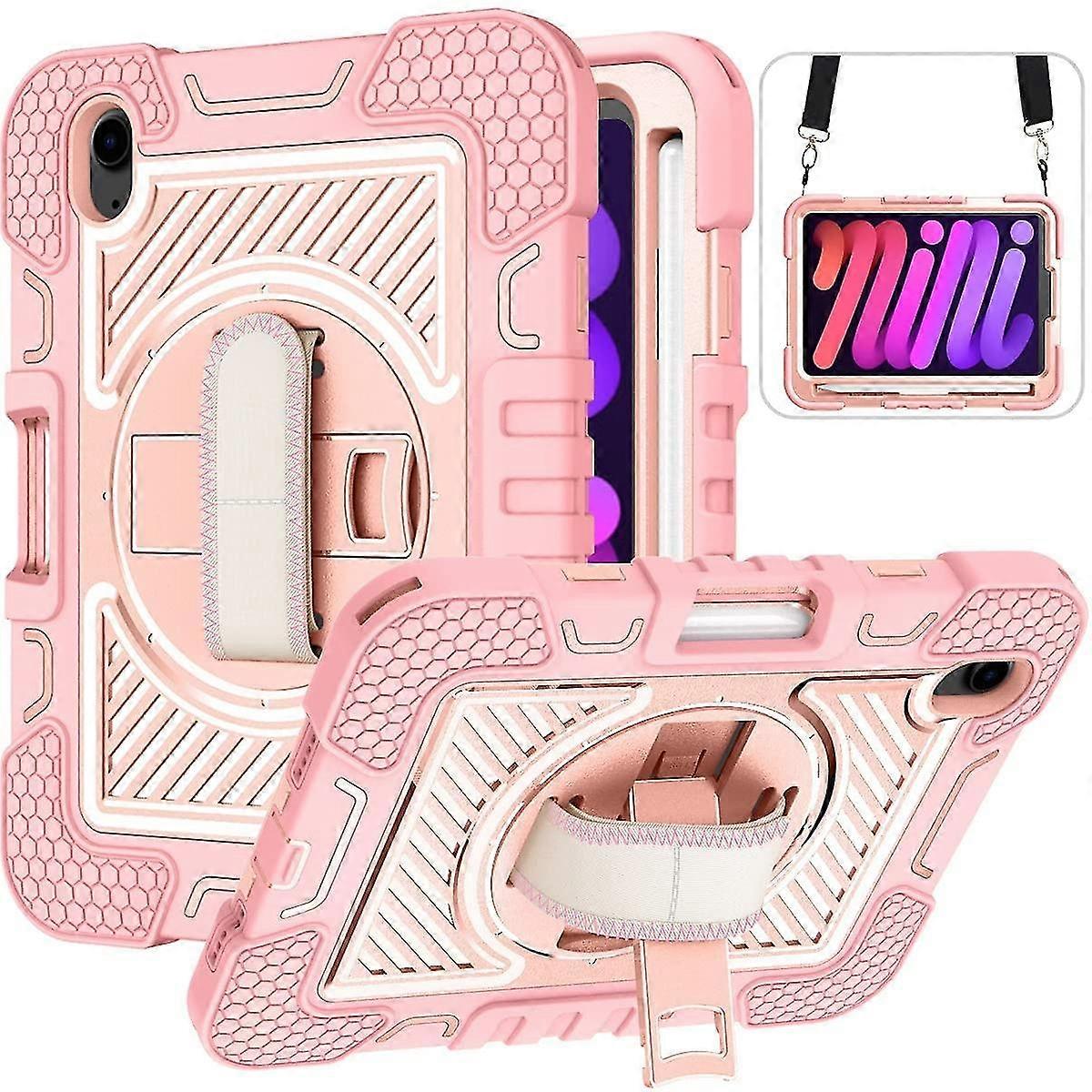 Tablet Case Compatible With 2021 Ipad Mini 6 Case Cover 8.3 Inch With Pencil Holder, With Strap Stand
