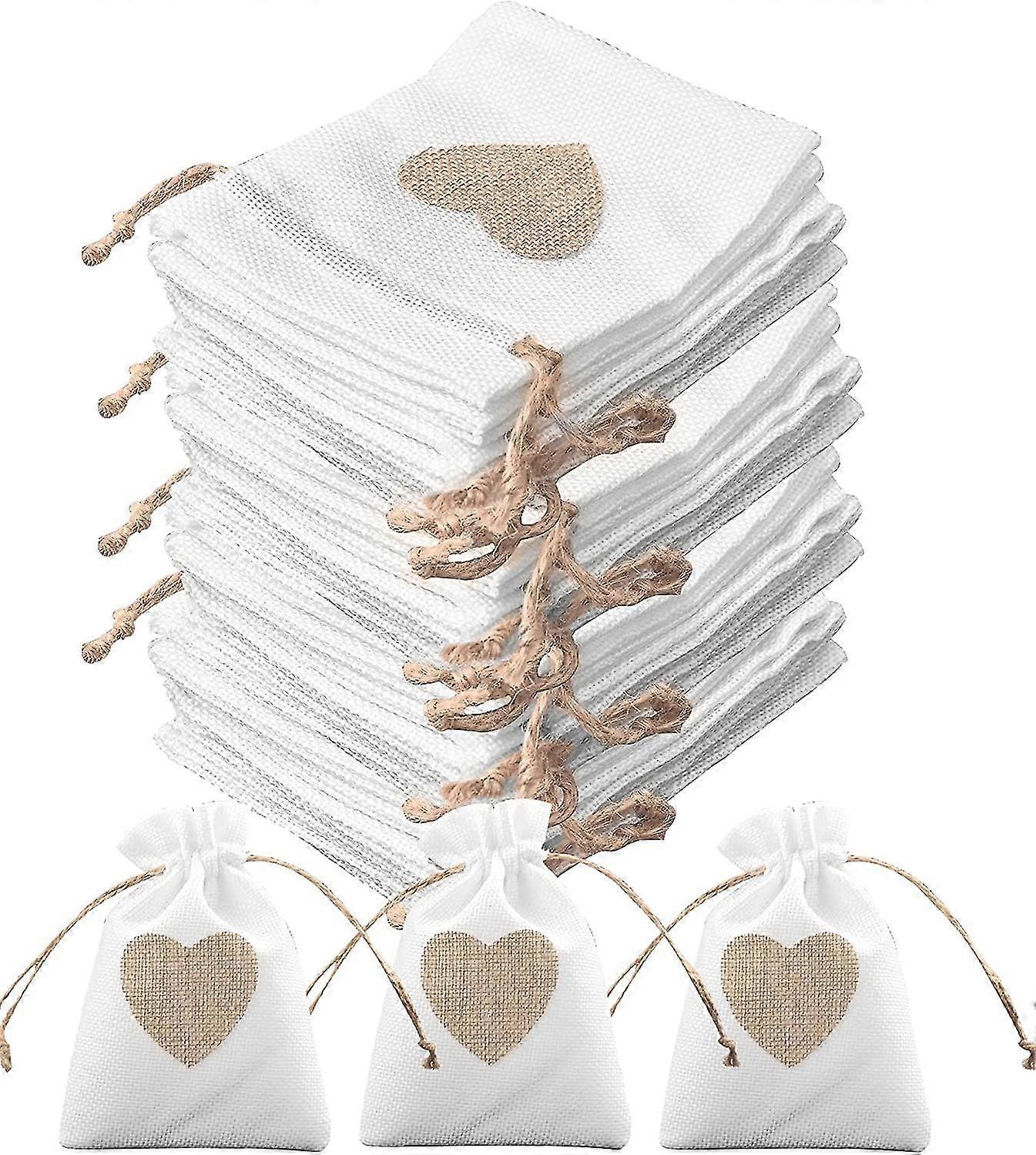 10x14 Cm Heart Pattern With Drawstring Gift Burlap Bag 30 Pieces-MXBC