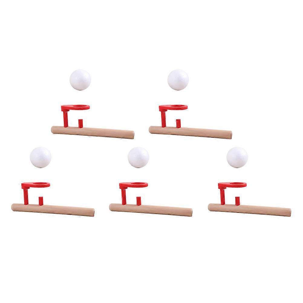 5Pcs Small Wooden Floating Blowing Pipes Funny Floating Balls Children Toys