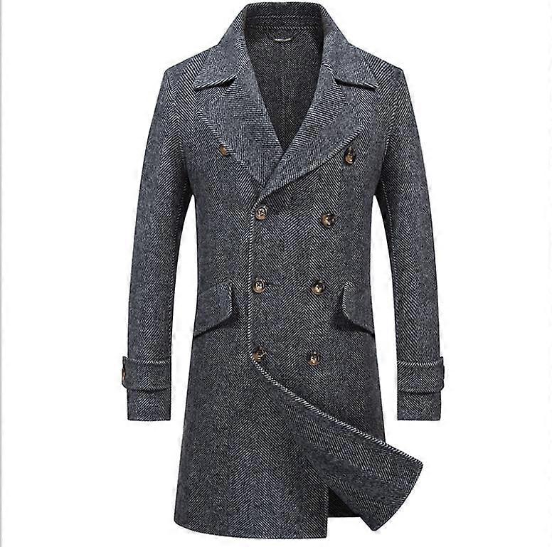 الرجال & apos;ق الشتاء الصوف مزيج خندق سليم تناسب طويلة توب البازلاء الصدر أنيقة على معطف