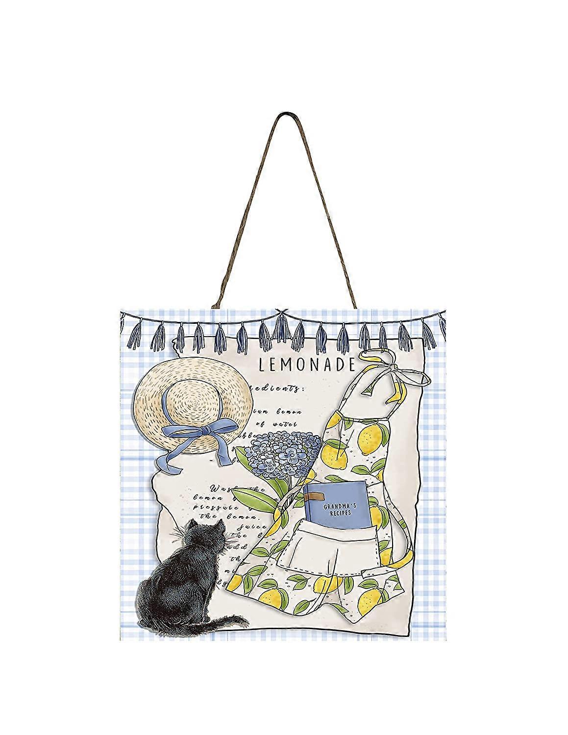 Blue Check Lemonade Wood Mini Sign 5" x 5"