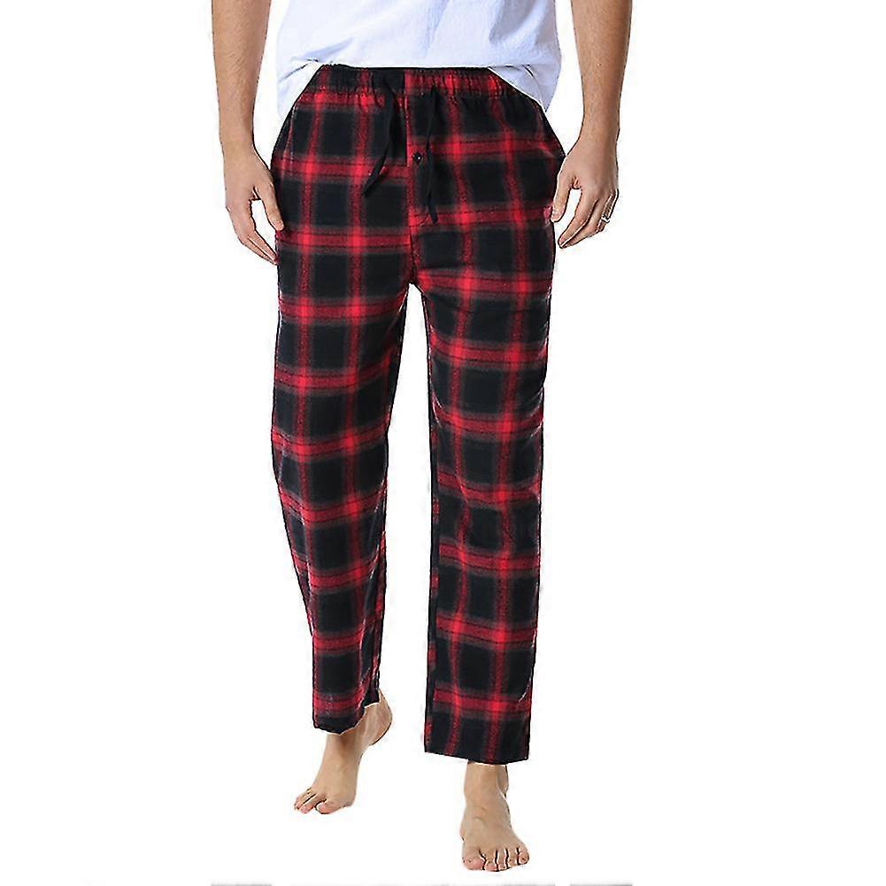 Naiwang Mens Cotton Plaid Lace-up Casual Pajama Pants