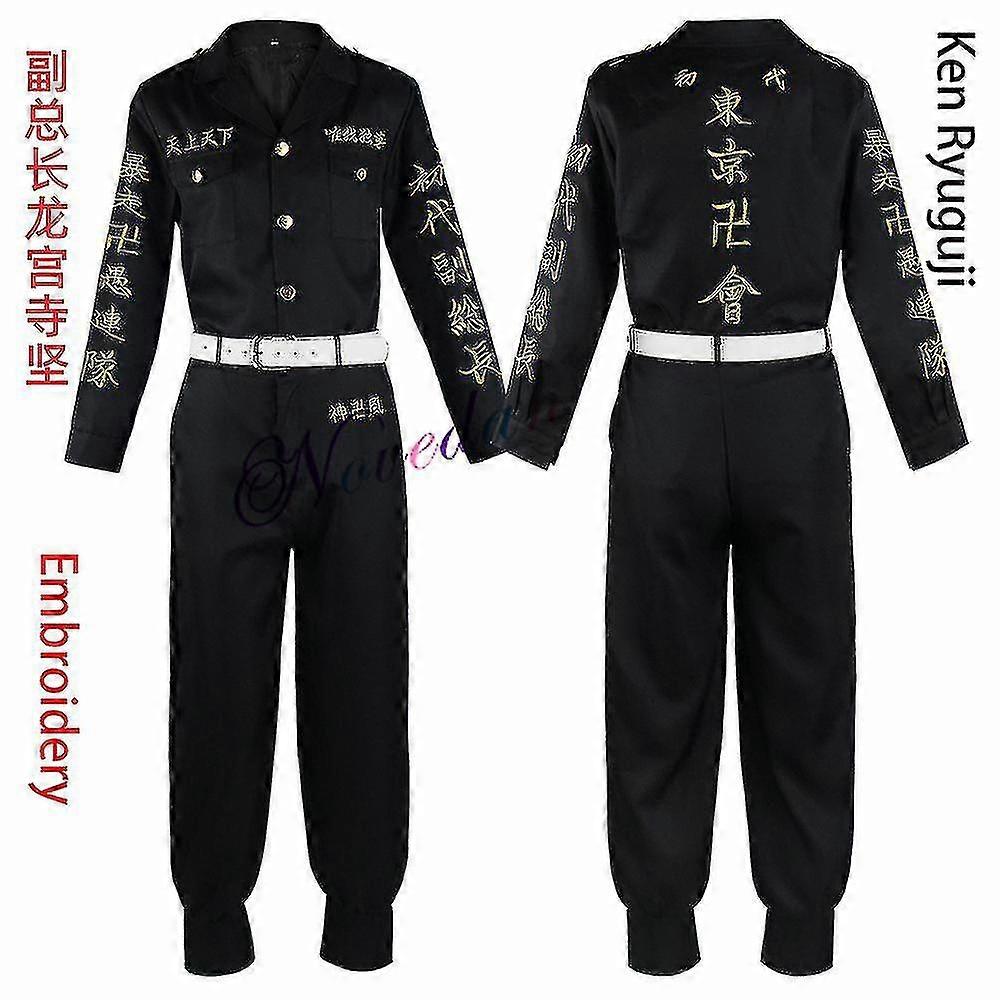 Anime Tokyo Revengers Keisuke Baji Chifuyu Matsuno Smiley Ken Tokyo Manji  Gang Cosplay Costume Black Embroidery Jacket Uniform