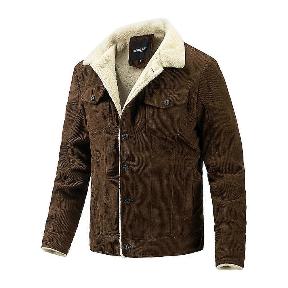 100% Neues Herren Winter Warm Fleece Taschenmantel Lässige Mode Langarm Knopf