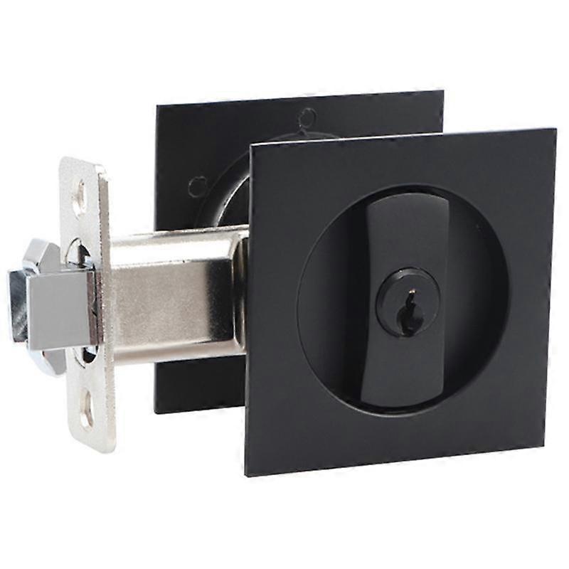 Pocket Door Lock Black Door Hardware Anti-Theft Lock Contemporary Privacy Square Door Lock Sliding
