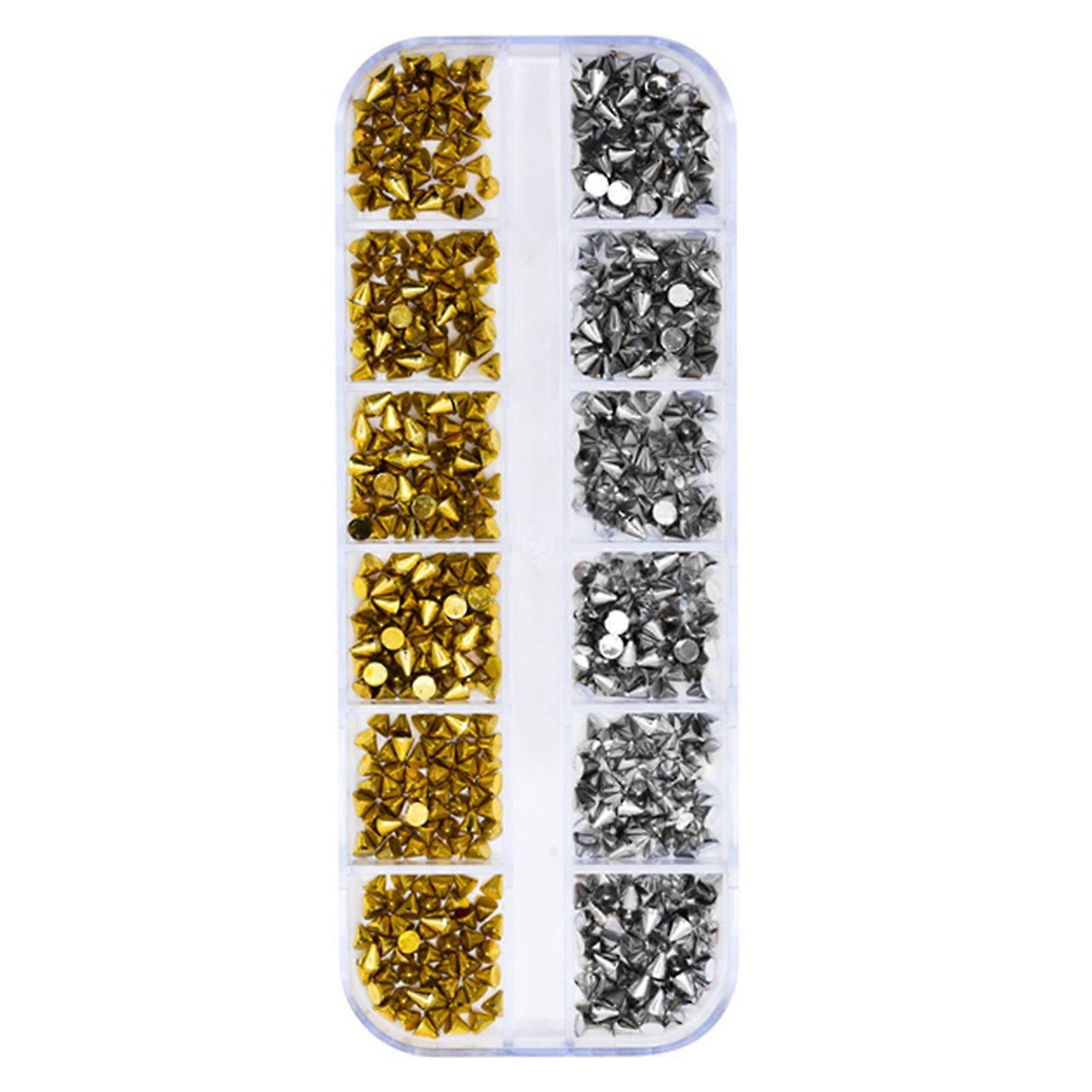 1 Box Nail Art Charm Non-Fading Anti-oxidation Drop-resistant Removable 12 Grids DIY Rivet Girl Nail Beauty Accessory Nail Salon Supply
