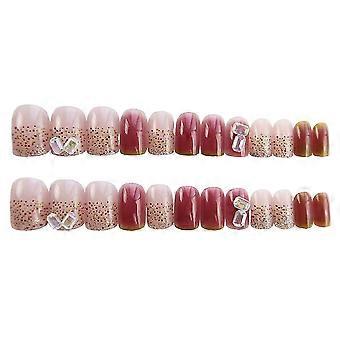 Glanset falsk negl DIY terning sukker stil fargerik spiker med glitter lim modeller