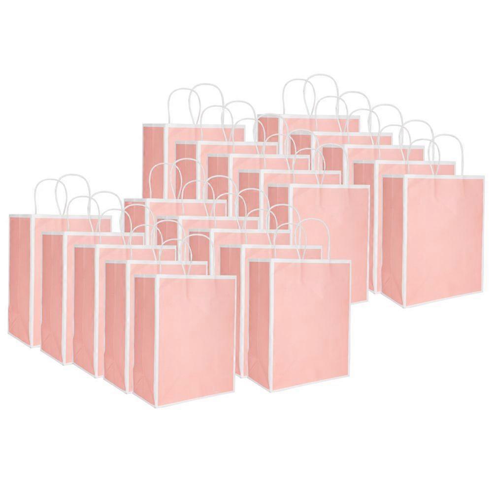 20pcs Kraft τσάντα εγγράφου επαναχρησιμοποιήσιμη EcoFriendly τσάντα για τα δώρα ρούχων 21 x 11 x 27.5cmΡοζ