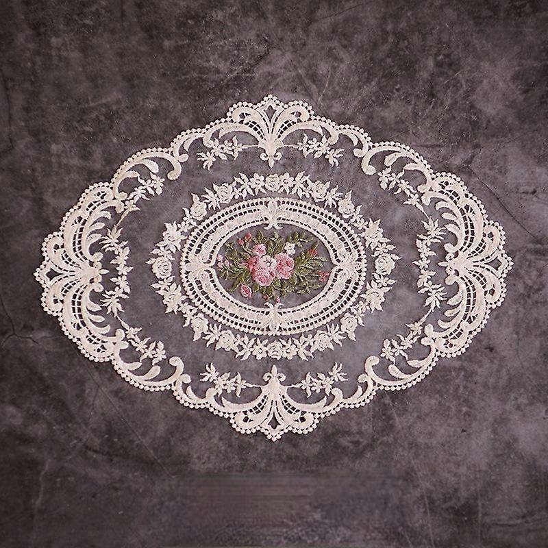 1Pc Dining Table Embroidery Placemat European Style Lace Fabric Insulation Plate Mat Anti-scald Coaster