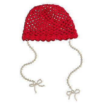 Gebreide mutsen parels Gebreide mutsen voor vrouwen Hip Hop Hat Unieke hoed kostuum rekwisieten Skull Caps Highlight voor trendsettend rood