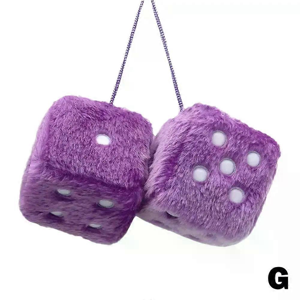 Fuzzy Plush Dice with Dots Retro Square Plush Hanging Mirror Fuzzy Dices Kid Toys for Pink Car Interior Ornament Decoration