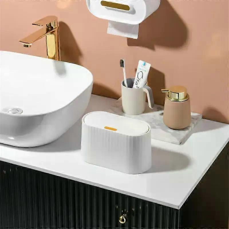 Simple Desktop Trash Bin Mini Durable Storage Bucket Can Automatic -up Lid For Dressing Tables Home Office Garbage Bucket