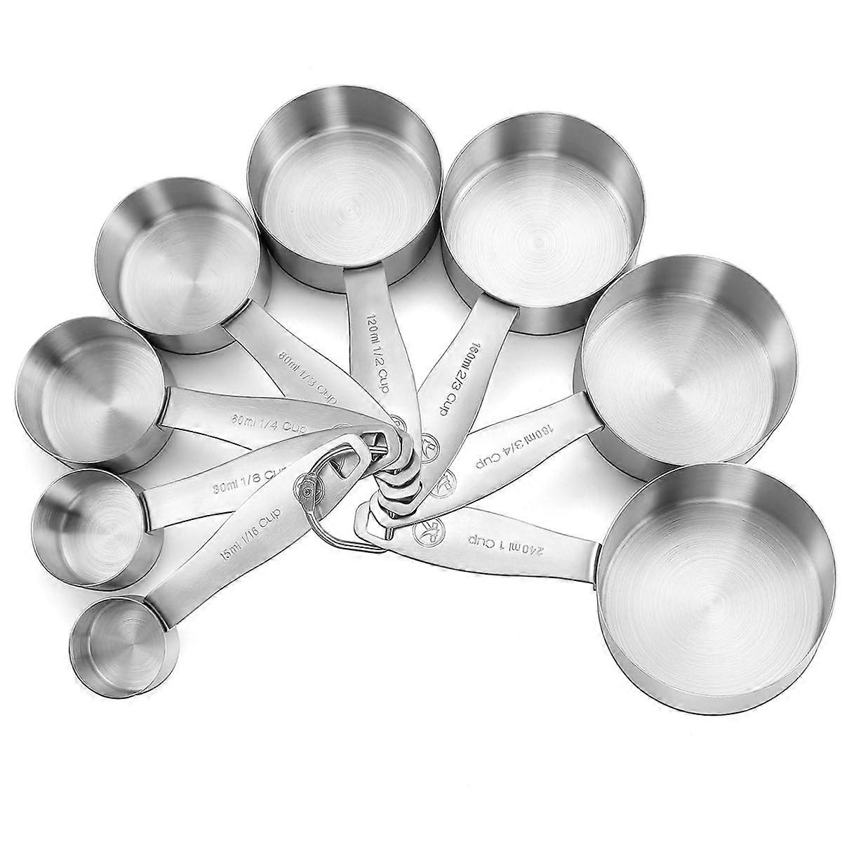 8 Piece Stainless Steel Measuring Cups Set, 18/8 Steel, Rust-Resistant, Nesting Design, Easy-to-Read Measurements