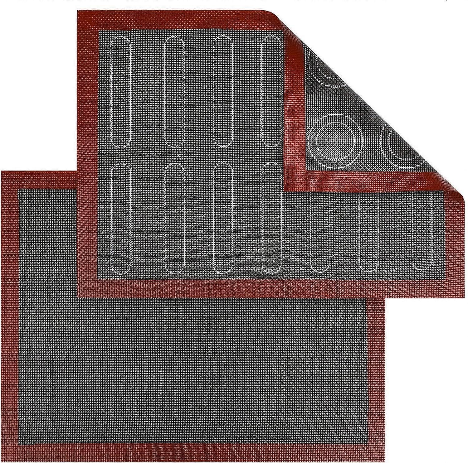 Set of 2 micro-perforated silicone oven mats, double-sided, non-stick, heat-resistant and reusable for macaroons, souffls, pizza (40 x 30 cm)
