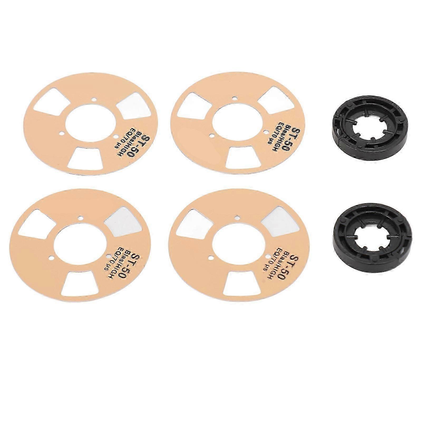 DIY Reel to Reel Cassette Retro Blank Metal Reel Cassette Tape with 4 Reels 2 Wheel for Music Recording Gold