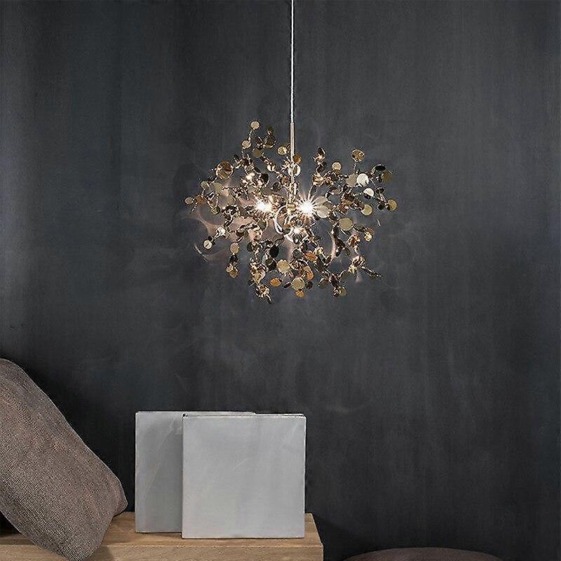 Interior Designer Modern Creative Stainless Steel Round Leaf Shape Chandelier