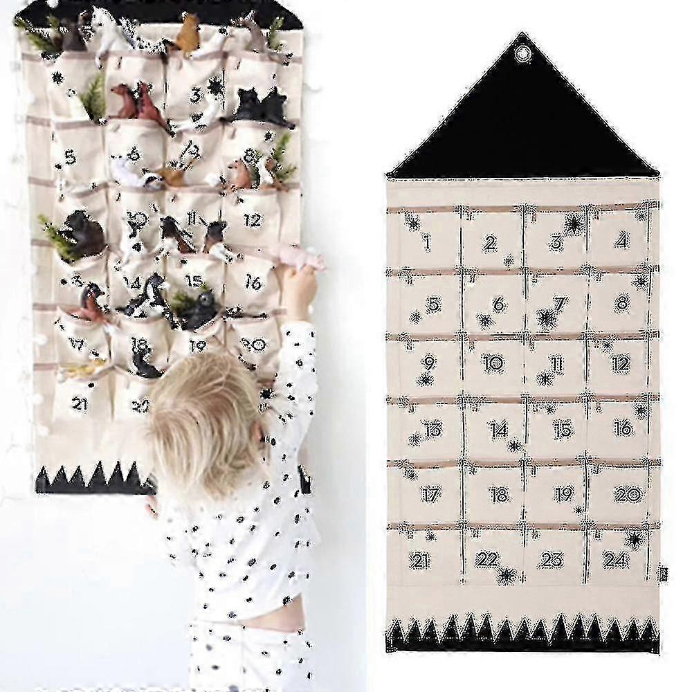 24 Pockets Christmas Advent Calendar Countdown Hanging Xmas Gift f54