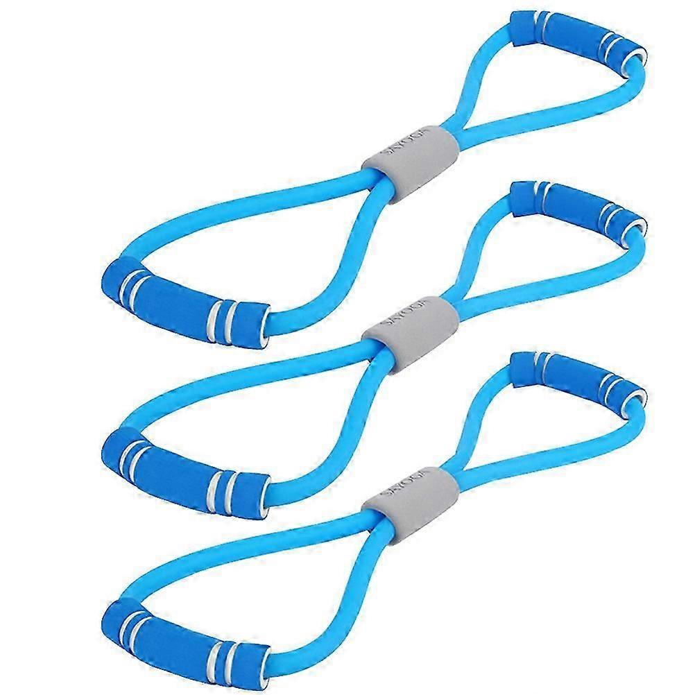3 Pcs Flat Latex Elastic Resistance Band 8 Shape for Resistance Training Pilates and Physical Therapy (Blue)