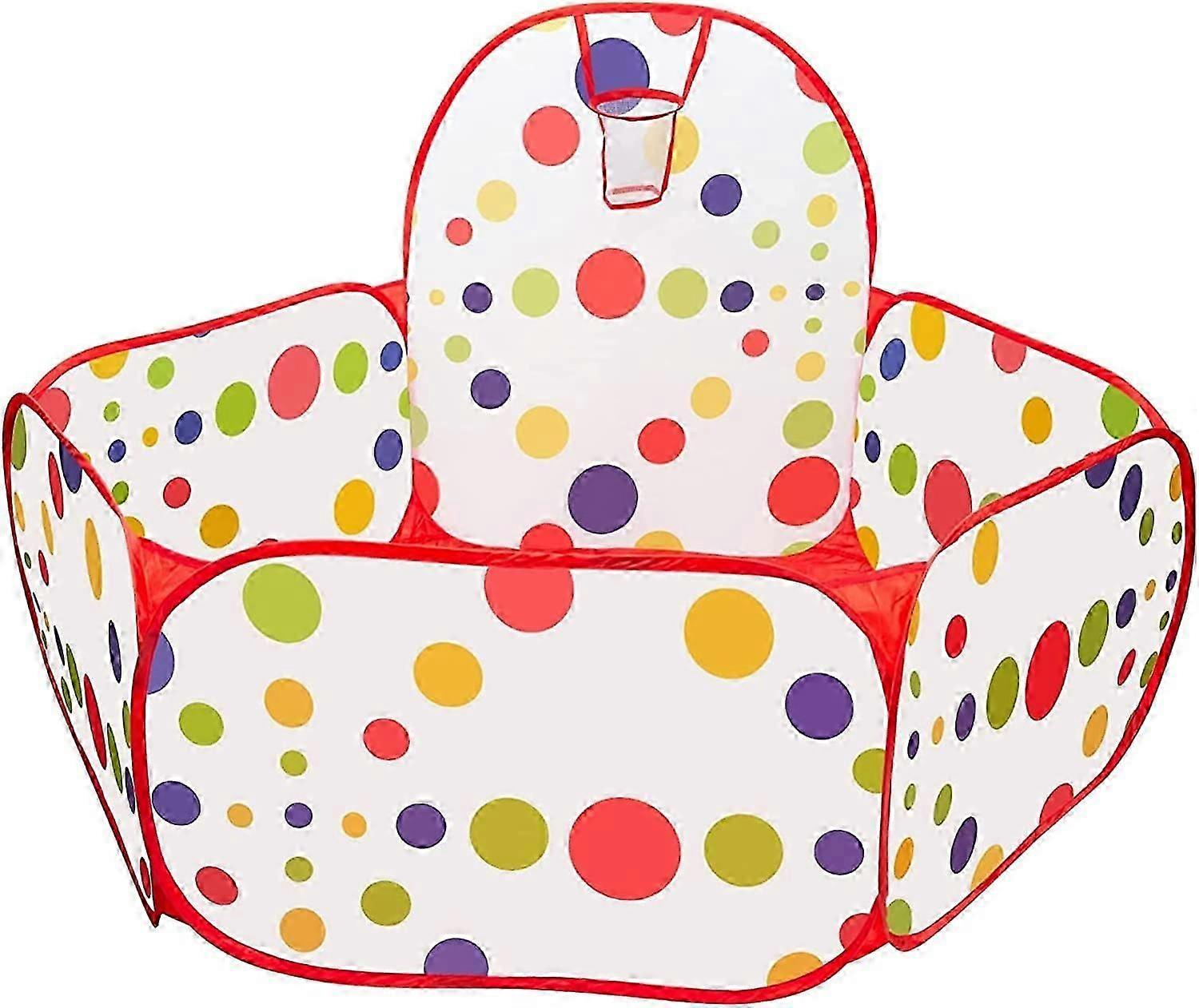 Ball Pit Ball Pool med Mini Basketball Hoop, 1,2 m Pop Up Hexagon Polka Dot Børnebold Pool Telt med opbevaringspose