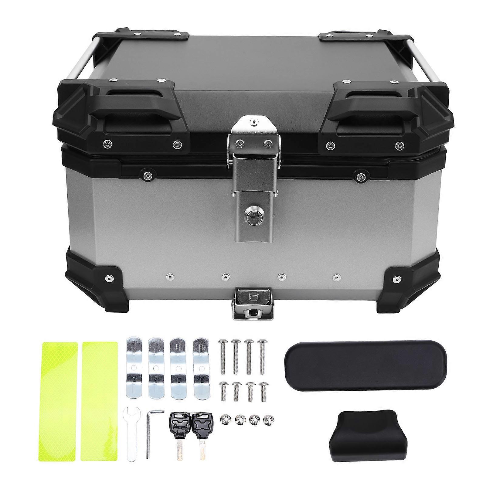 32L Motorcycle Trunk with Security Lock, Quick Release, Universal Fit, Water Resistant, Silver