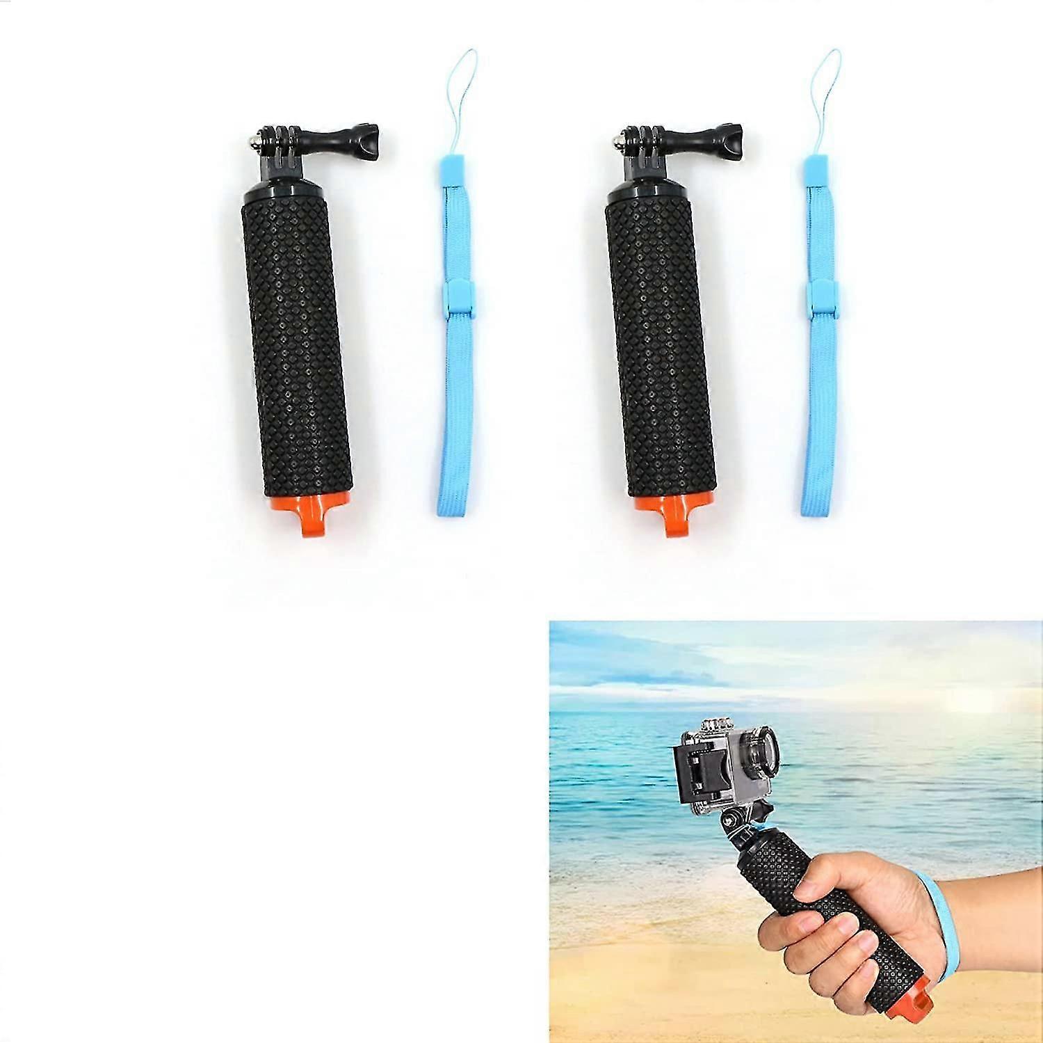 Floating Grip Camera Bar - 2 Waterproof Action Camera Clips, Orange