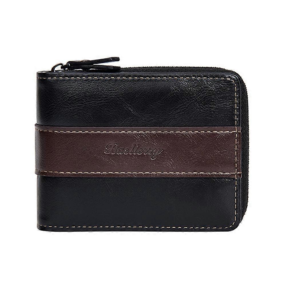 Baellerry D5111 Retro Multi-card Slot Zipper Contrast Color Short Wallet Coin Purse PU Wallet