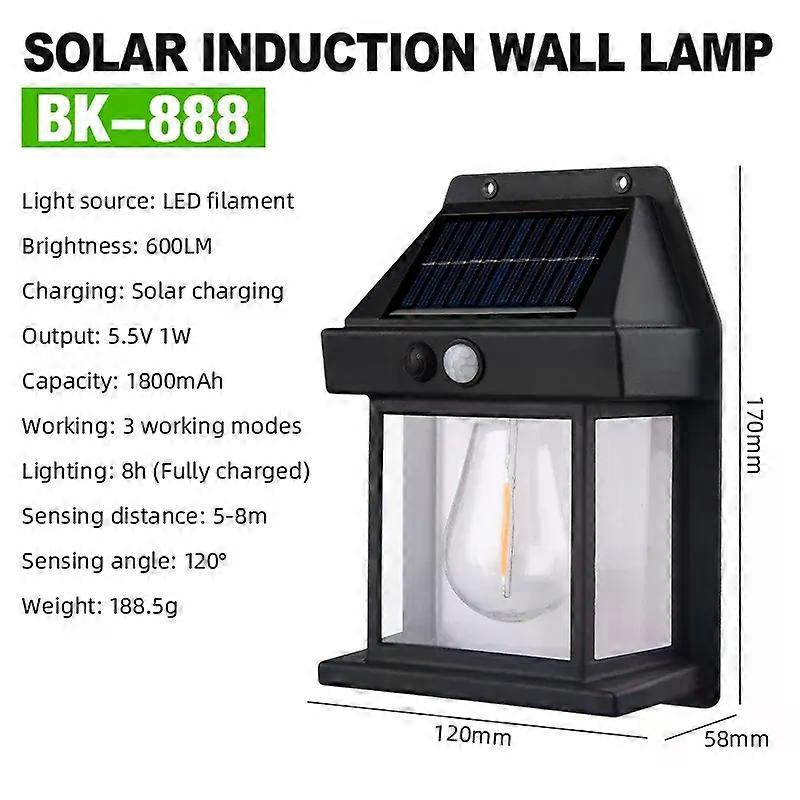 Solar Tungsten Wall Lights Outdoor Dusk to Dawn Motion Sensor Light Waterproof Solar Porch Lights with 3 Modes compatible Patio Garage