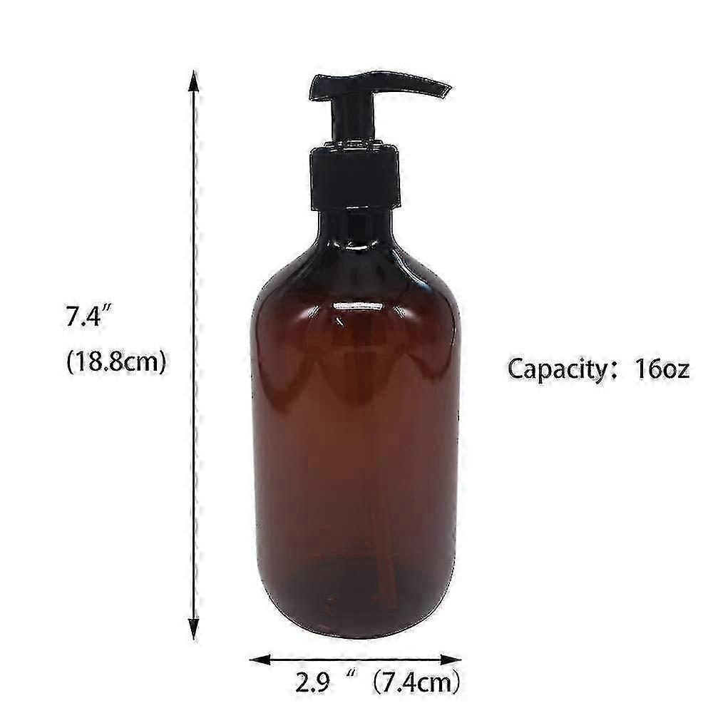 500ml/17oz Empty Refillable Plastic Lotion Pump Bottles, Shampoo  Storage Holder Container (brown)