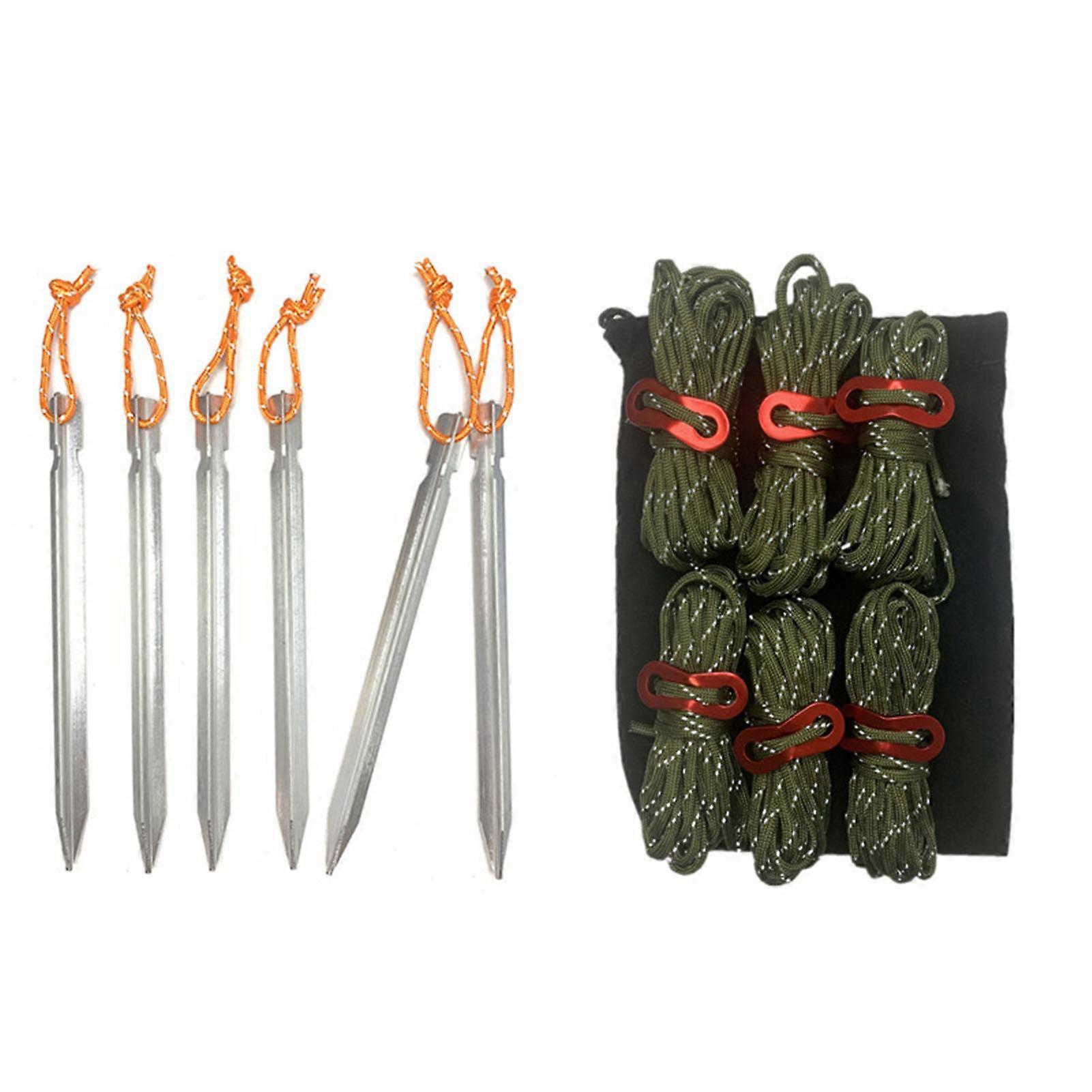 חבלי אוהל יתד אבזמים חבלים רפלקטיביים סט עם תיק אחסון לקמפינג בחוץ