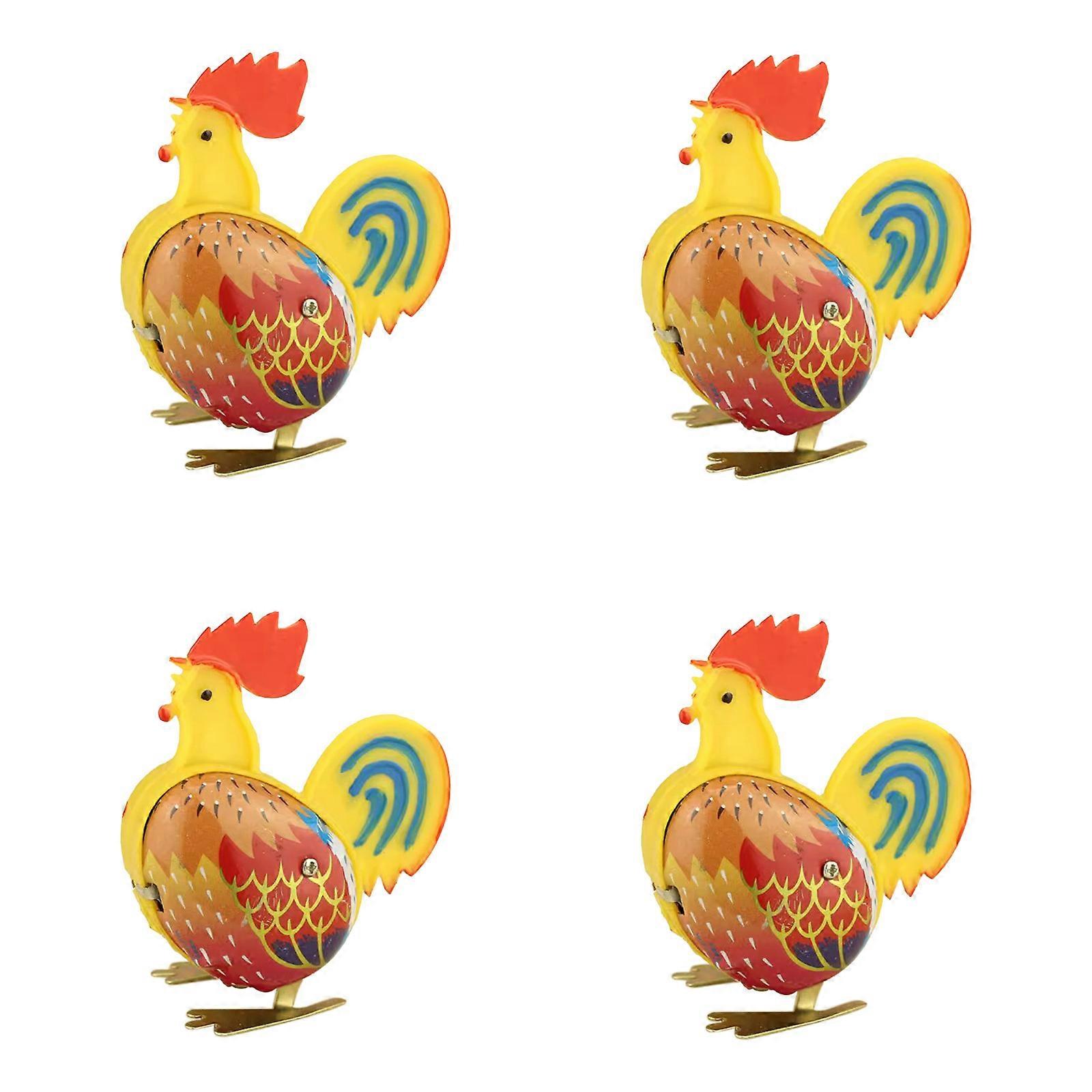 Nostalgic Wind up Rooster Pecking Chicken Toy for Bar Desktop Accessories Prank Vintage Style Photo Props