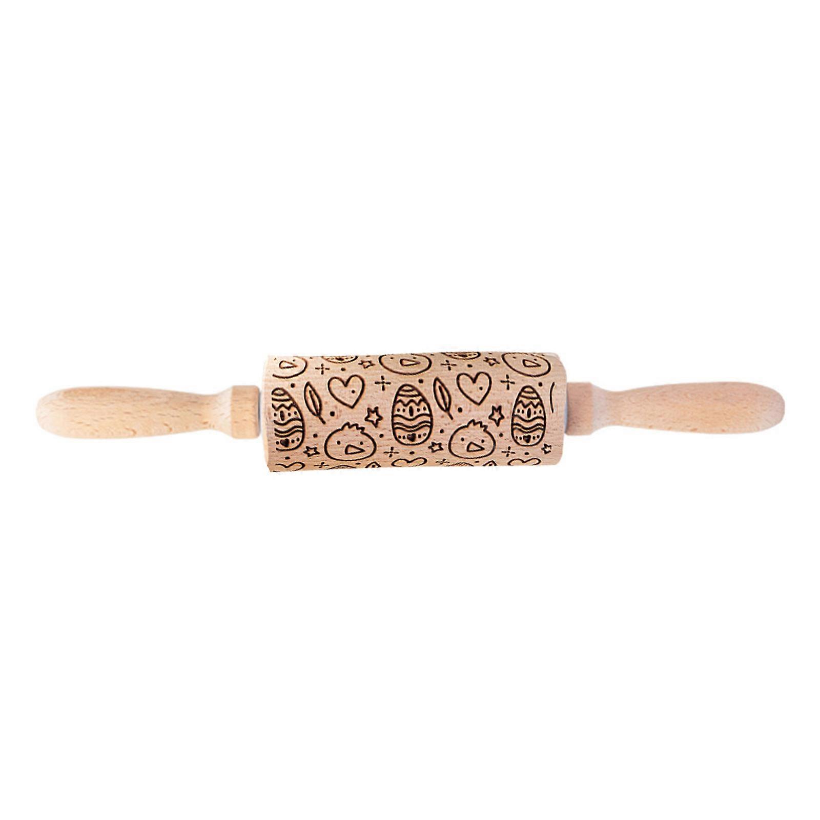 Embossing Wood Rolling Pin Baking Cookie Noodles Biscuits Waffles Engraved Roller Carrot Chicken Easter Egg Rabbit