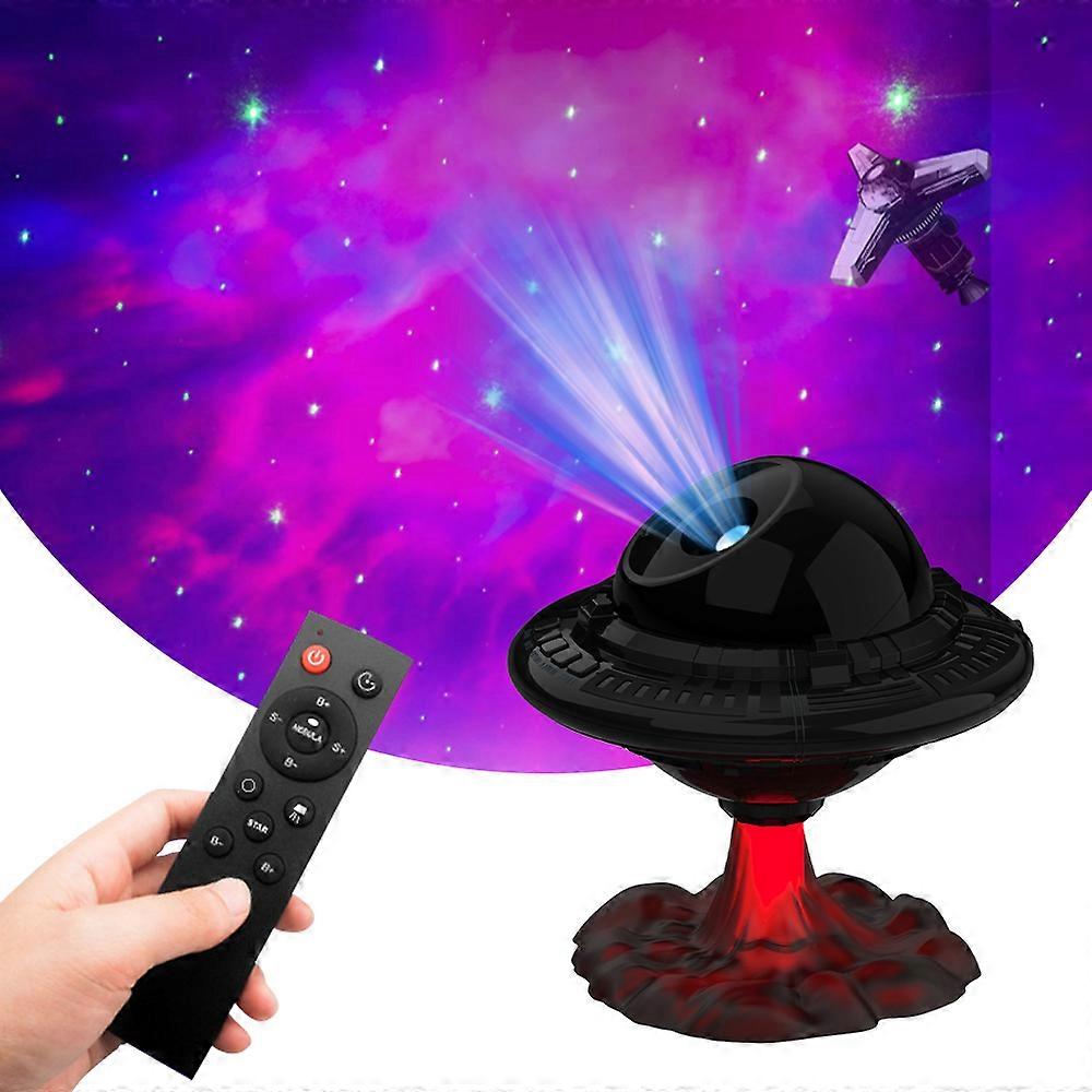 Night Lights Star Projector Flying Saucer Shape Ornaments Projector Atmosphere Lamp with Remote Control 2 Timing Modes Ceiling LED Lamp for Home Bedr