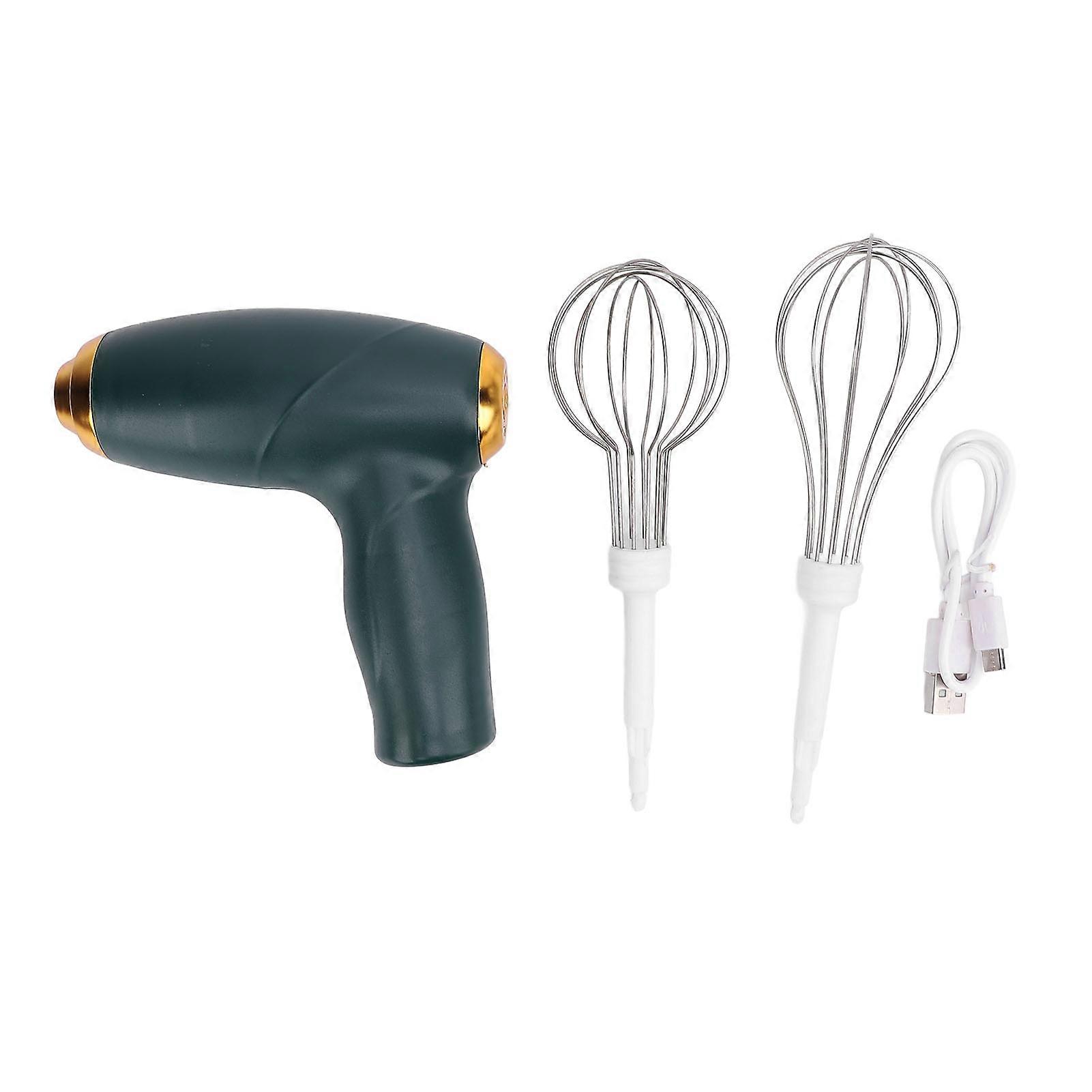 Cordless Hand Mixer USB Rechargeable Portable Handheld Electric Whisk Egg Beater for Mixing Baking Cooking Green