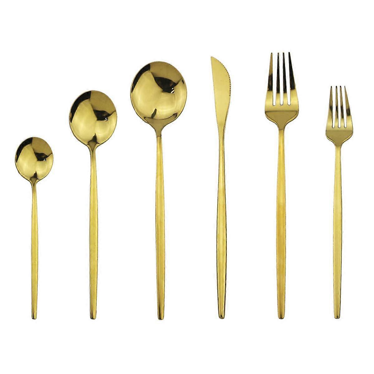 36 Pieces Mirror Polished Gold Cutlery Sets Tableware Service for 6