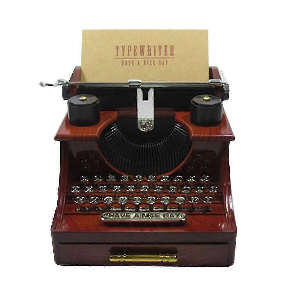 1Pc Creative Typewriter Shape Music Box Retro Musical Box Ornament Storage Box