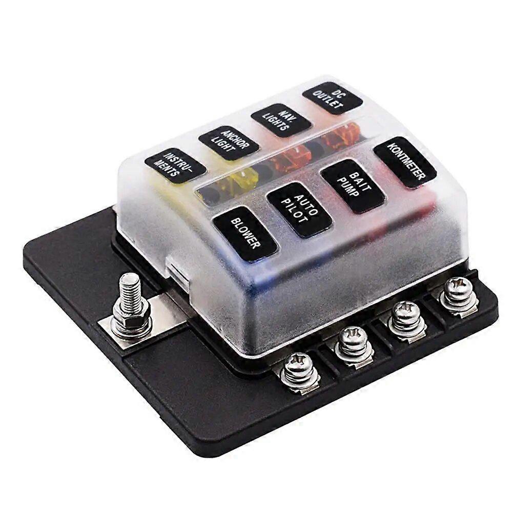 Fuse Box Screw Binding Post Model 12 Ways Fuse Box with LED Indicator Light Double Fuses CS-579A4