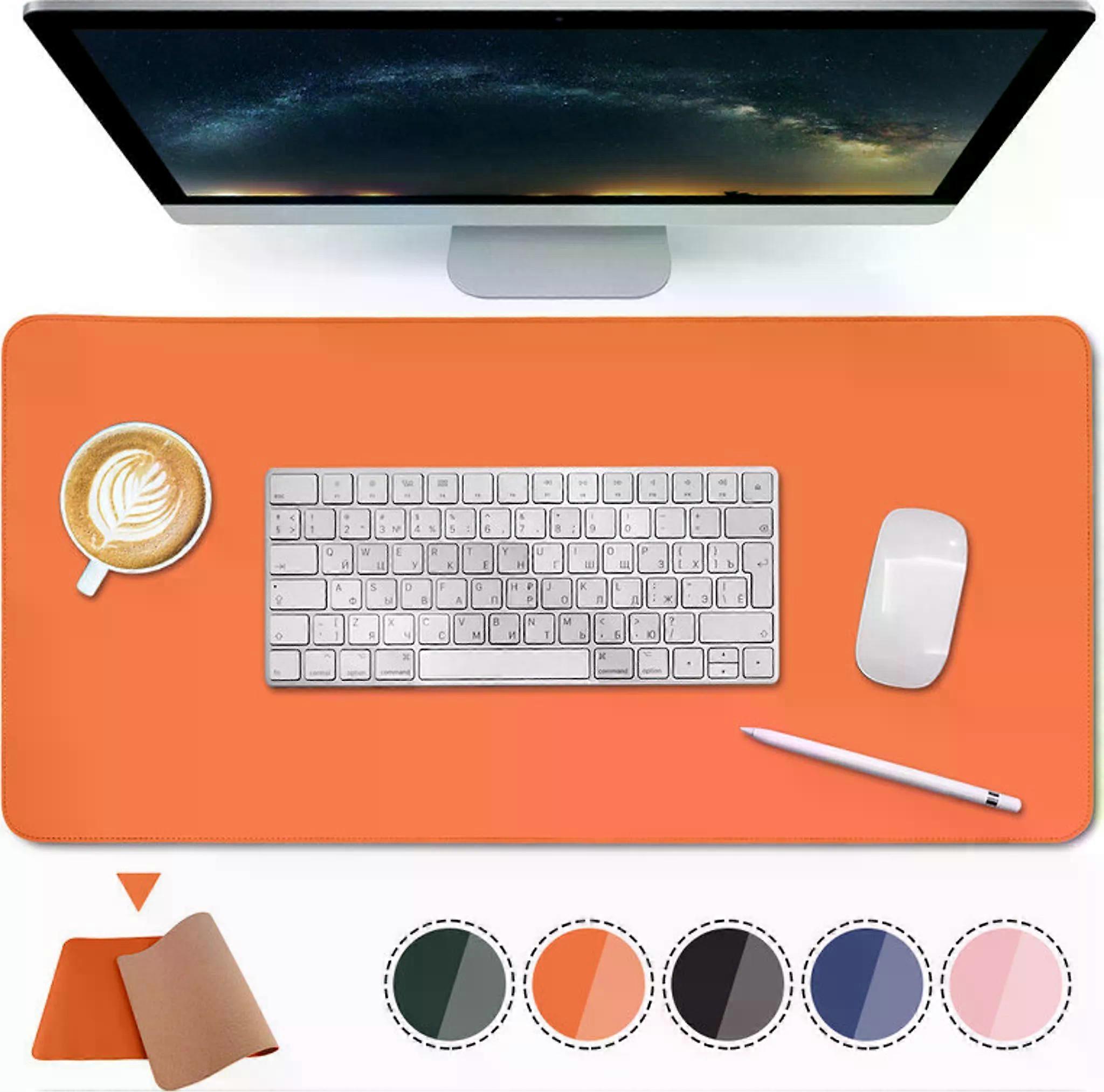Double-sided table mat, PU laptop table mat orange 120 x 60 CM