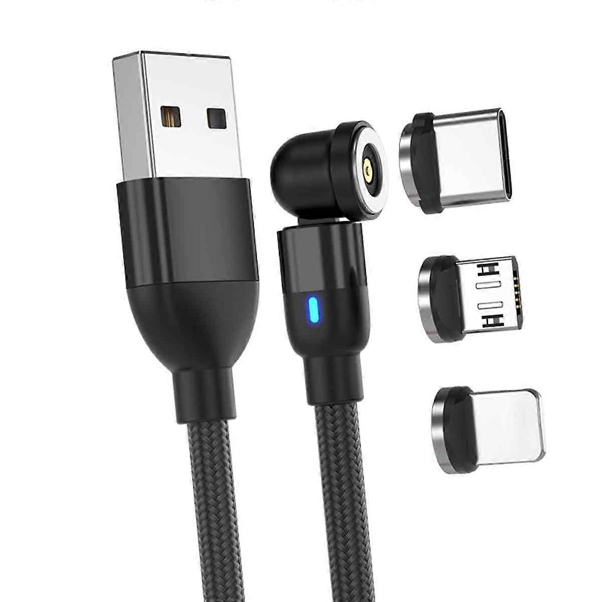 Magnetic Cable (USB -C - Micro USB - Lightning - 1m - Black)